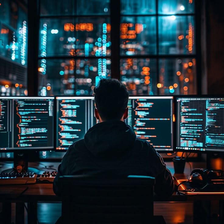 coder at night a dedicated programmer working…